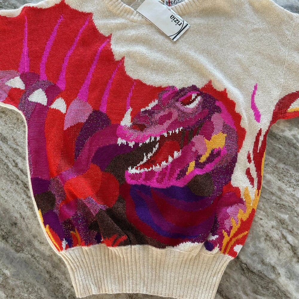KRIZIA Vintage Dragon Sweater - Size 38 - New with Tags - 1980s - Made in Italy.